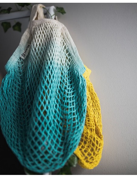 Bolsa de red de algodón ecológico - Asa corta - Amarillo