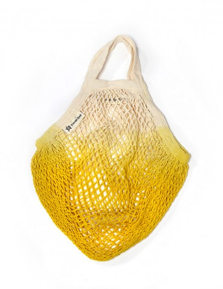 Bolsa de red de algodón ecológico - Asa corta - Amarillo
