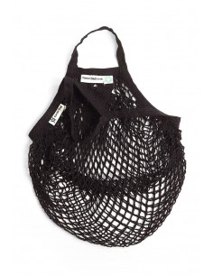 Bolsa de red de algodón ecológico - Asa corta - Negro