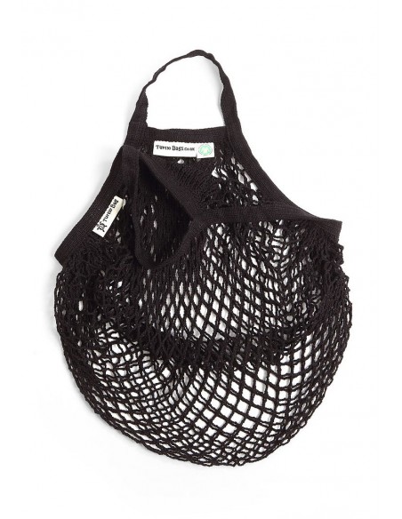 Bolsa de red de algodón ecológico - Asa corta - Negro
