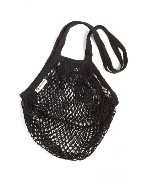 Bolsa de red de algodón ecológico - Asa larga - Negro