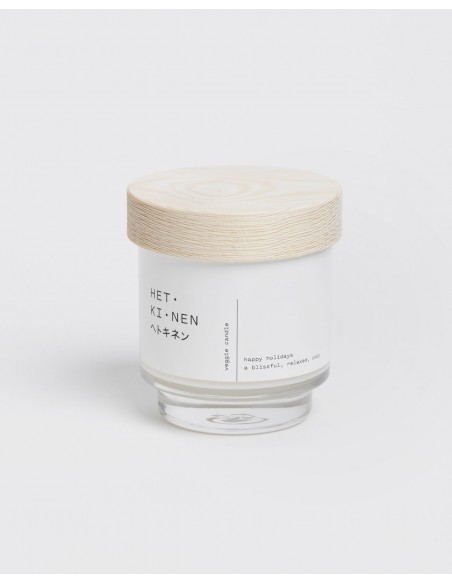 Vela natural y vegana con mecha de madera de Álamo - Happy Holidays - 260ml - Mandarina, Canela, Clavo y Vetiver