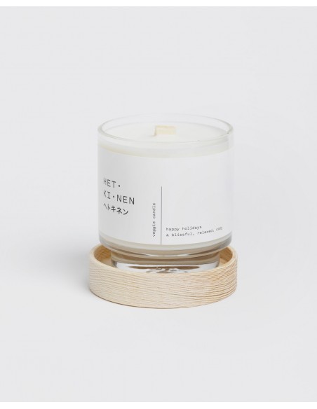 Vela natural y vegana con mecha de madera de Álamo - Happy Holidays - 260ml - Mandarina, Canela, Clavo y Vetiver