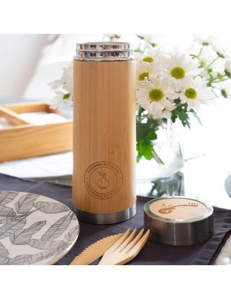 Termo de bambú y acero inoxidable - 400 ML.