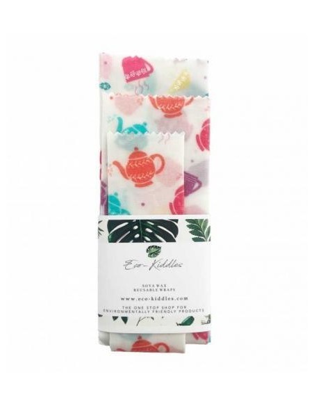 Envoltorio reutilizable de cera de soja - Kit de 3 - Tea Party
